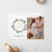 Frohe Weihnachten Gold Greenery Wreath Gruß Mitteilungskarte (Vorderseite/Rückseite Beispiel)