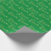 Frohe Weihnachten Gold Grüner Hintergrund Geschenkpapier (Ecke)