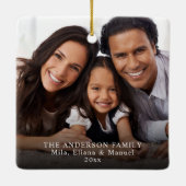 Frohe Weihnachten Gold Heart Modernes Script Foto Keramikornament (Rückseite)