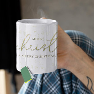 Frohe Weihnachten Gold Kalligrafie Schrift Glitter Kaffeetasse