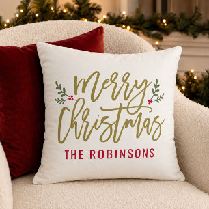 Frohe Weihnachten Gold Moderne Custom Family Kissen
