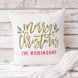 Frohe Weihnachten Gold Moderne Custom Family Kissen