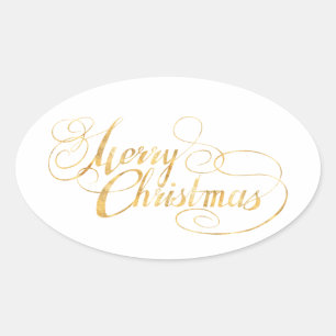 Frohe Weihnachten (GOLD) Ovaler Aufkleber