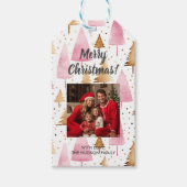 Frohe Weihnachten Gold Pink Tree Geschenkanhänger (Vorderseite)