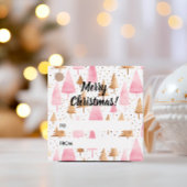 Frohe Weihnachten Gold Pink Tree Geschenkanhänger