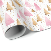 Frohe Weihnachten Gold Pink Tree Geschenkpapier (Rolleneckpunkt)