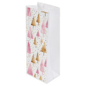 Frohe Weihnachten Gold Pink Tree Geschenktüte Für Weinflaschen (Rückseite Schrägansicht)