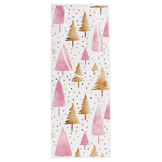 Frohe Weihnachten Gold Pink Tree Geschenktüte Für Weinflaschen (Rückseite)