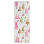 Frohe Weihnachten Gold Pink Tree Geschenktüte Für Weinflaschen (Vorderseite)