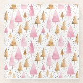 Frohe Weihnachten Gold Pink Tree Glasuntersetzer (Vorderseite)