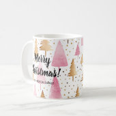 Frohe Weihnachten Gold Pink Tree Kaffeetasse (Vorderseite Links)