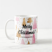 Frohe Weihnachten Gold Pink Tree Kaffeetasse (Links)