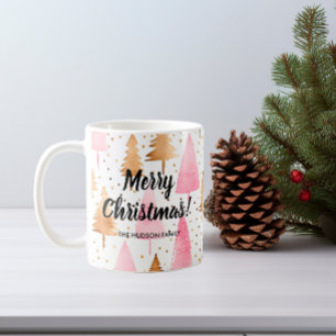 Frohe Weihnachten Gold Pink Tree Kaffeetasse