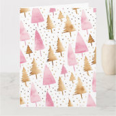 Frohe Weihnachten Gold Pink Tree Karte (Vorderseite)