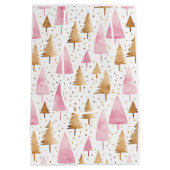 Frohe Weihnachten Gold Pink Tree Mittlere Geschenktüte (Rückseite)