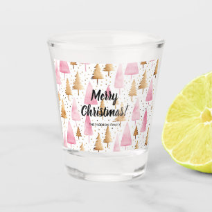 Frohe Weihnachten Gold Pink Tree Schnapsglas