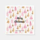 Frohe Weihnachten Gold Pink Tree Serviette (Vorderseite)