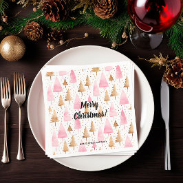 Frohe Weihnachten Gold Pink Tree Serviette