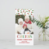 Frohe Weihnachten Gold Red Confetti Foto (Stehend Vorderseite)