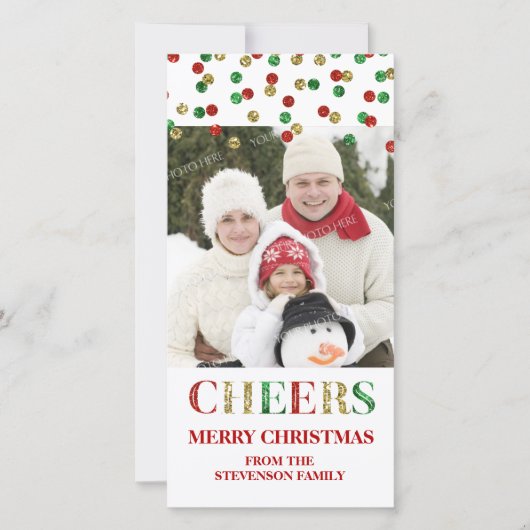 Frohe Weihnachten Gold Red Confetti Foto (Vorderseite)