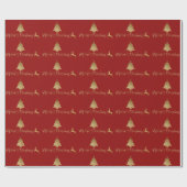 Frohe Weihnachten Gold Red Pattern Typografie Geschenkpapier (Flach)