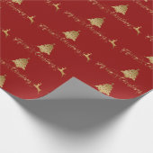 Frohe Weihnachten Gold Red Pattern Typografie Geschenkpapier (Ecke)