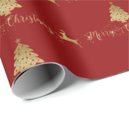 Frohe Weihnachten Gold Red Pattern Typografie Geschenkpapier