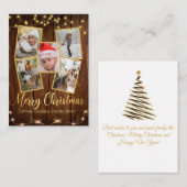 Frohe Weihnachten Gold rustikale Bauernhof 5 Foto Mitteilungskarte (Vorne/Hinten)