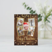 Frohe Weihnachten Gold rustikale Bauernhof 5 Foto Postkarte (Stehend Vorderseite)