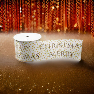 Frohe Weihnachten Gold Satin Ribbon Satinband
