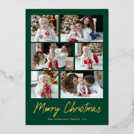 Frohe Weihnachten Gold Schrift 6 Foto-Collage Folien Feiertagskarte