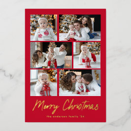 Frohe Weihnachten Gold Schrift 6 Foto Collage Folien Feiertagskarte