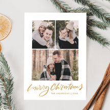 Frohe Weihnachten Gold Script 3 Foto Collage