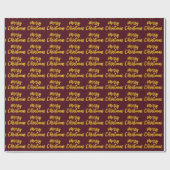 Frohe Weihnachten Gold Script Burgundy Maroon Geschenkpapier (Flach)