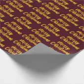 Frohe Weihnachten Gold Script Burgundy Maroon Geschenkpapier (Ecke)