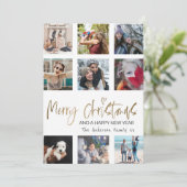 Frohe Weihnachten Gold Script Foto Collage White (Stehend Vorderseite)