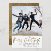 Frohe Weihnachten Gold Script Foto Collage White (Vorne/Hinten)