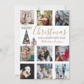 Frohe Weihnachten Gold Script Foto Collage White H (Vorderseite)