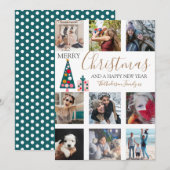 Frohe Weihnachten Gold Script Foto Collage White H (Vorne/Hinten)