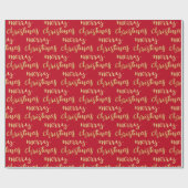 Frohe Weihnachten Gold Script Red Holiday Geschenkpapier (Flach)