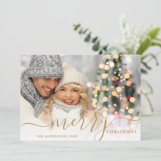 Frohe Weihnachten Gold Script Weihnachten Weihnach (Stehend Vorderseite)