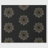 Frohe Weihnachten Gold & Silver Star, Black Large Geschenkpapier (Flach)