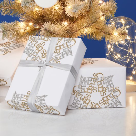 Frohe Weihnachten Gold & Silver Star, große weiße Geschenkpapier (Feiertage)