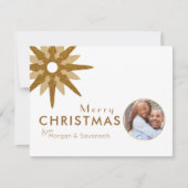 Frohe Weihnachten Gold Snowflake Couple Foto (Vorderseite)
