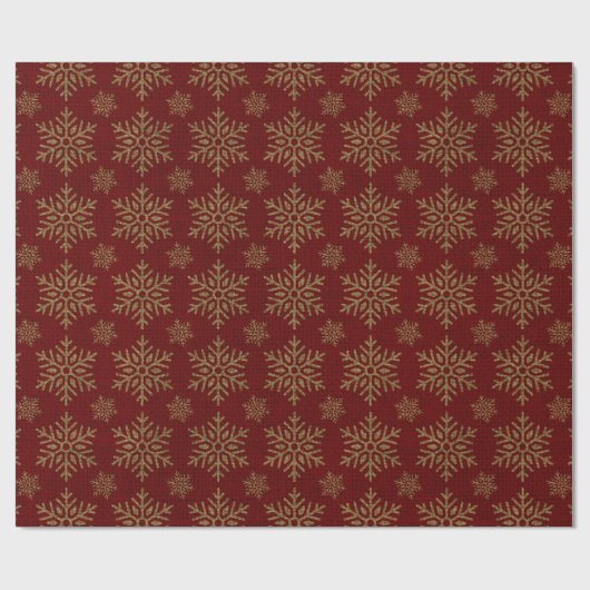 Frohe Weihnachten Gold Snowflake Red Geschenkpapier (Flach)