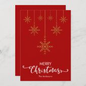 Frohe Weihnachten Gold Snowflakes Rote Weihnachtsk (Vorne/Hinten)