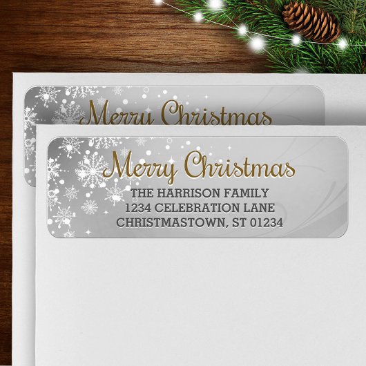 Frohe Weihnachten (Gold) Snowfrosted Label