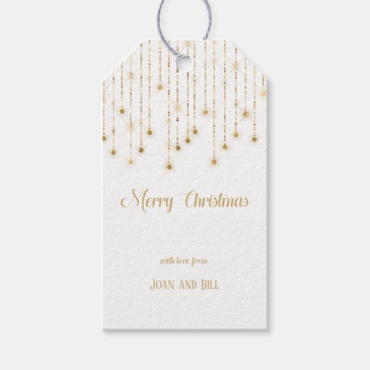 Frohe Weihnachten Gold Sparkle Lights Geschenkanhänger (Vorderseite)