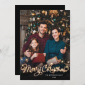 Frohe Weihnachten Gold Sparkle Script FOTO Gruß (Vorne/Hinten)