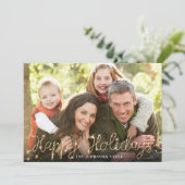 Frohe Weihnachten Gold Sparkle Script FOTO Gruß (Stehend Vorderseite)